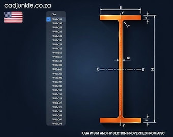 AutoCAD Blocks | USA Steel Sections | W S M and H P Section Properties to AISC