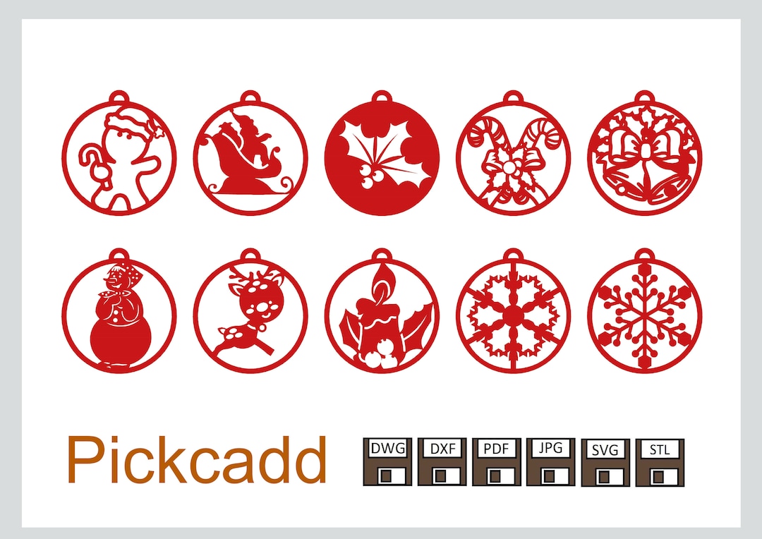 Set 5 of the Digital Download Templates for Christmas Tree Decorations ...