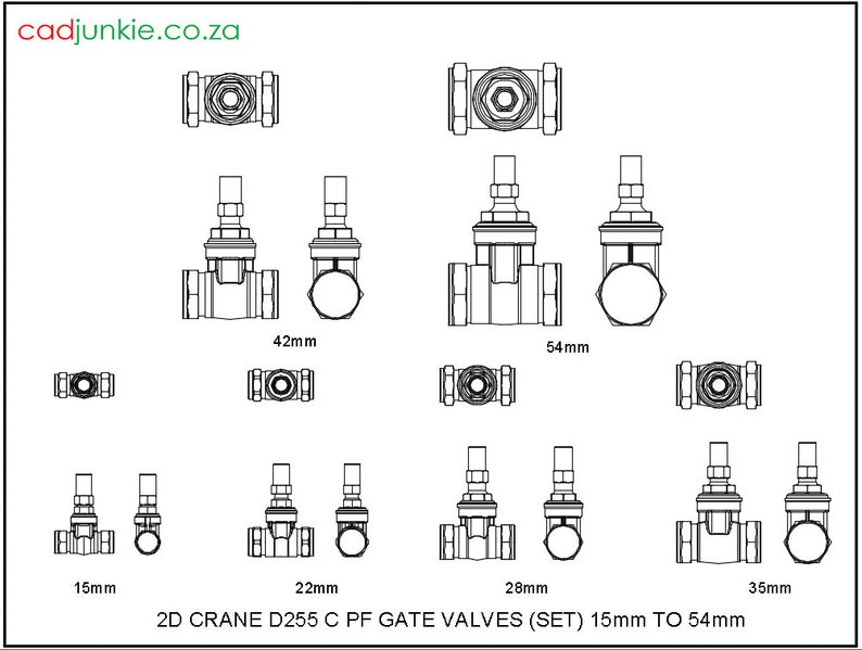 Autocad Blocks Crane Gate Valves D255C Set 15mm to 54mm Etsy