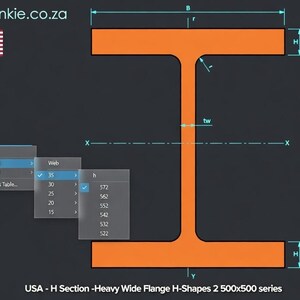 Blocs AutoCAD | Profilés en acier américains | Section en H, bride lourde, série 500 x 500