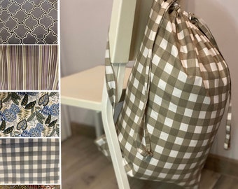 Bolsa de lavandería grande con correa Bolsa con cordón Bolsa de almacenamiento Organizador de ropa Bolsa de lavandería Bolsa con cordón Bolsa de algodón orgánico Bolsa de lavandería de viaje