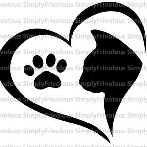 Cœur commémoratif de chat avec empreinte de patte SVG