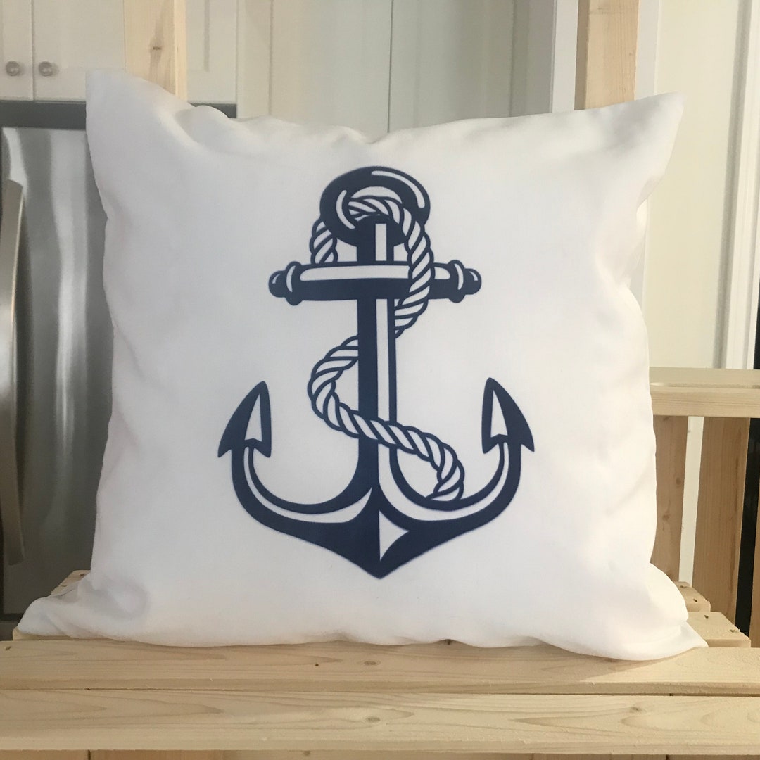 Anchor Pillow Nautical Pillow Boat Decor Boatwarming New Etsy
