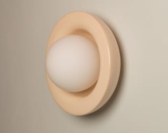 Pink Glazed Double-walled Wall Ceramic Wall Sconce Light