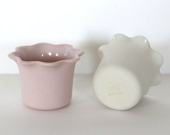 Handmade Porcelain Ceramic Frill Egg Cup - White