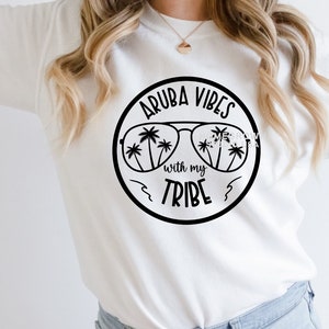 Aruba Vibes con mi tribu SVG Spring Break Family Vacation Vacay Vibes Beach Vacation Cricut Silhouette Descarga digital Svg Png Jpg Dxf EPS