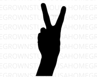 Peace Hand Sign Svg, Peace Symbol Cut File, Peace Sign Svg, Silhouette, Commercial Use, Svg, Dxf, Eps Png Jpg, Instant Download for Cricut