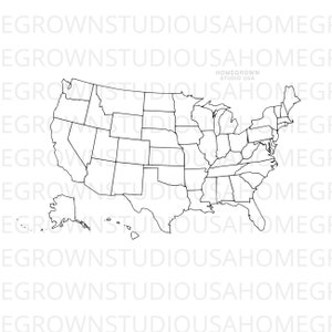 United States Map Svg All 50 States Outline USA Map Svg Commercial Digital Svg Dxf Eps Png Jpg Instant Download for Cricut or Silhouette