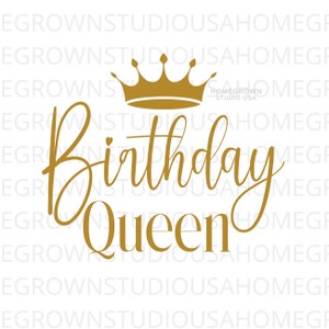 Anniversaire Queen Svg, Queen Svg, Joyeux anniversaire Svg, Script d’anniversaire en or, Birthday Cake Topper, Téléchargement numérique, Svg Png Dxf Eps, Jpg Files