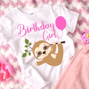 Geburtstagsmädchen Faultier Svg, Happy Birthday Shirt Faultier Plotterdatei Svg Png Dxf Eps, Jpg Plotterdatei Silhouette