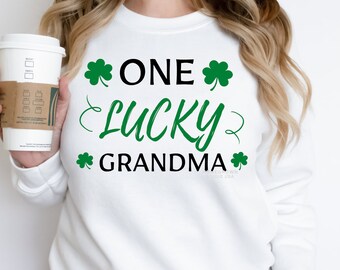 One Lucky Grandma SVG, St. Patrick's Day, Shamrock Clover Png, Grandma Shirt, Cricut File, Digital, St Patricks Day Shirt, Commercial Use