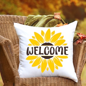 Girassol Bem-vindo SVG, Bem-vindo Svg, Girassol Png, Bandeira da Casa Flor do Sol, Sinal de Porta Silhueta Cricut, Download Digital, Svg Png Jpg Dxf EPS