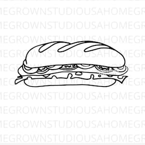 Sandwich Svg, Hoagie Sandwich Svg, Lunch Deli Food Clipart Komercyjne użycie Pobieranie cyfrowe, Svg, Png, Eps, Dxf, Jpg Pliki, Cricut Silhouette