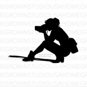 Fotograaf Svg, vrouw fotograaf Svg Camera Clipart commercieel gebruik, Svg, Dxf, Eps Png Jpg, Instant Download voor Cricut, silhouet
