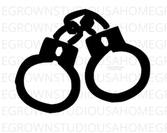 Handcuff Svg, Police Handcuff Svg, Police Prison Clipart, Svg, Dxf, Eps Png Jpg, Instant Download, Cricut Silhouette, Glowforge