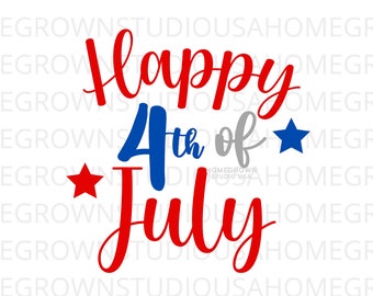 Happy 4th of July Svg, 4th of July Sign SVG, USA Svg, American Stars and Stripes Usa Clipart, Digital Download, Svg Png Jpg Dxf EPS Cricut