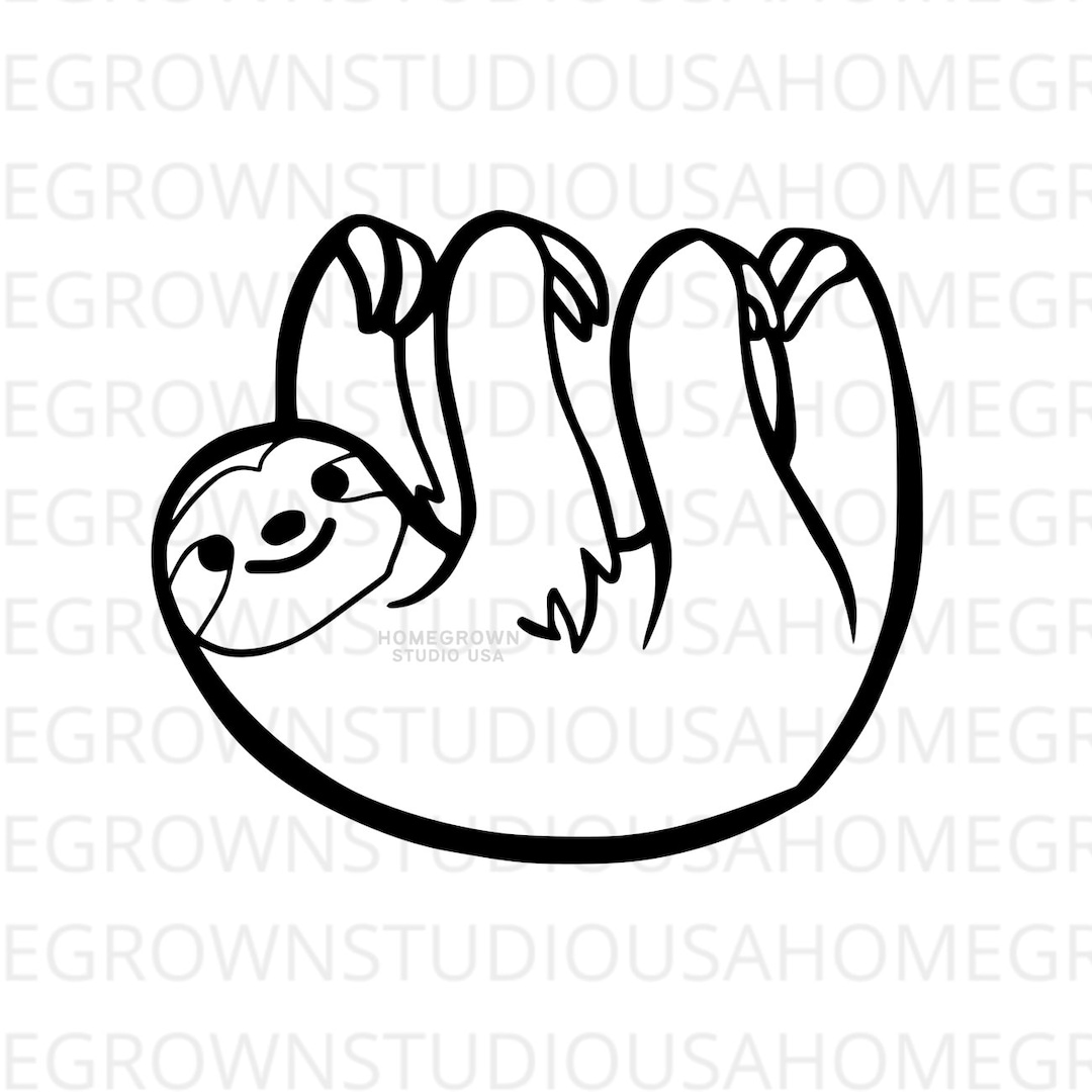 Sloth SVG, Cute Sloth Cut File, Sloth Animal Clipart Silhouette, Svg ...