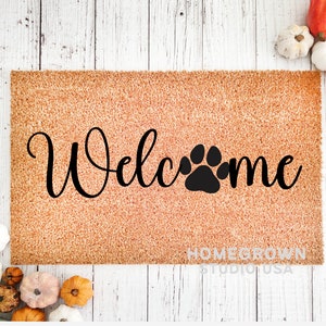 Welcome Svg, Welcome Sign Pawprint Svg, Welcome Dog Clipart Doormat Svg, Dxf, Eps Png Jpg, Instant Download for Cricut Glowforge, Silhouette