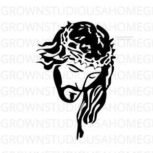 Jesus Face Svg, Christian Easter Svg, Corona de Espinas, Comercial, Svg, Dxf, Eps Png Jpg, Descarga instantánea para Cricut o Silhouette