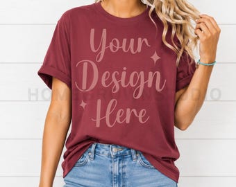 Comfort Colors 1717 Chili T-shirtmodel, bohomodel, vrouwelijk volwassen model