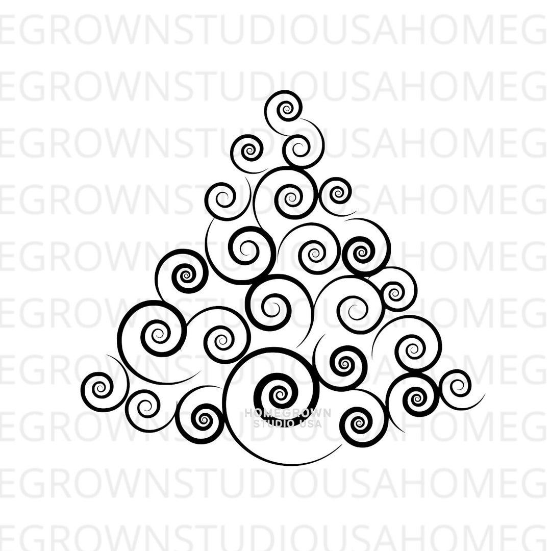Christmas Tree Svg Swirly Tree Svg Christmas Clipart Svg - Etsy