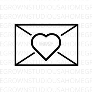 Heart Envelope Svg, Postal Letter Envelope Clipart, Envelope Email, Commercial Use, Svg, Dxf, Eps Png Jpg, Instant Download for Cricut