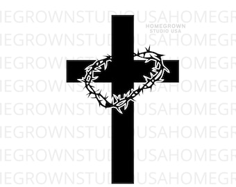 Dornenkrone, Jesus, Ostern, Ostern, Kreuz, SVG, christliche Werbung, SVG, Dxf, Eps Png Jpg, Instant Download für Cricut oder Silhouette