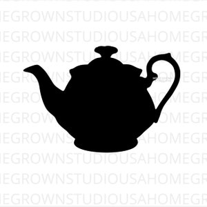 Théière Svg, théière Silhouette Svg, vecteur de bouilloire à thé, utilisation commerciale en téléchargement numérique, Svg, Png, Eps, Dxf, fichiers Jpg, Cricut Silhouette