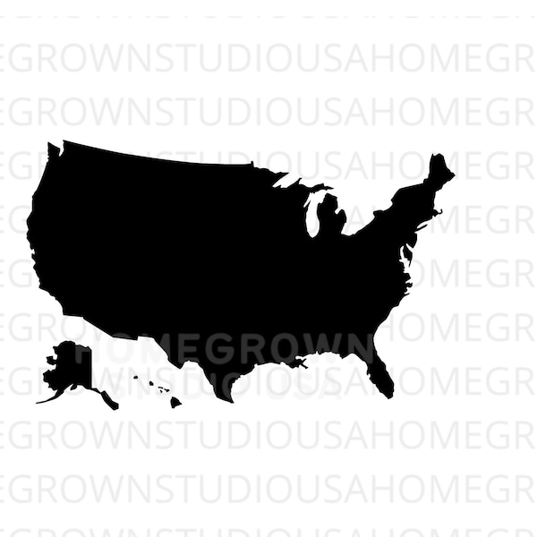 United States Map Svg, USA Silhouette,  USA Map Clipart, Commercial, Svg, Dxf, Eps Png Jpg, Instant Download for Cricut or Silhouette