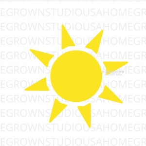 Żółte słońce SVG, Słońce Svg, Lato Svg, Pliki clipartów słońca, Svg, Dxf, Eps Png Jpg, Natychmiastowe pobieranie dla Cricut Glowforge, Sylwetka