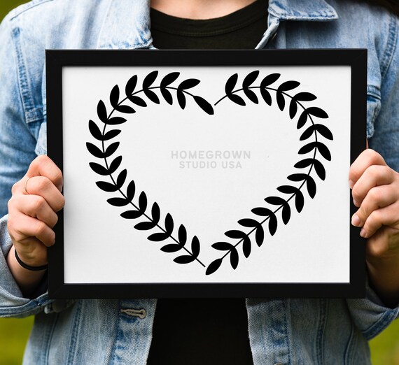 Heart Leaves Svg Laurel Heart Leaf Wreath Clipart Vector | Etsy