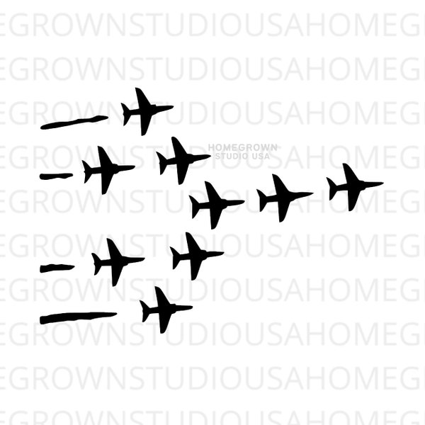 Airplane SVG, Fighter Plane Formation Svg, Air Force Military Plane, Digital Download Svg, Png, Jpg, Eps, Dxf Files, Cricut Silhouette