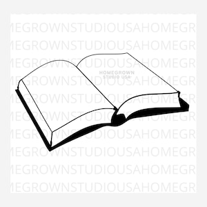 Open Boek Svg, Lezen Svg Boek Clipart, Terug naar School, Commercieel Gebruik, Svg, Dxf, Eps Png Jpg, Instant Download voor Cricut of Silhouet