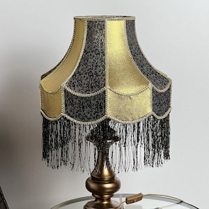 Victorian Table Lamp with Fringed Opulent