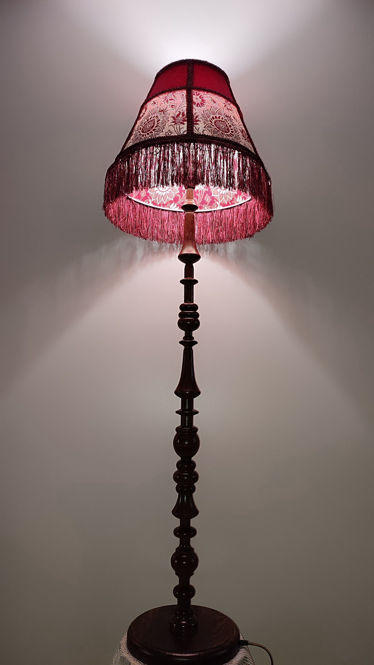 Elegant Vintage-inspired Floor Lamp With Rich Ruby Shade, Delicate ...