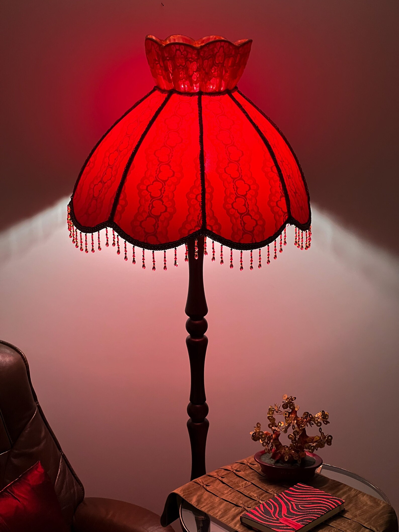 Vintage Red Fabric Lampshade for Large Lamps Etsy