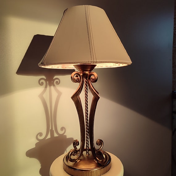 Table lamp unique lamp shades custom base leather lampshade. Etsy