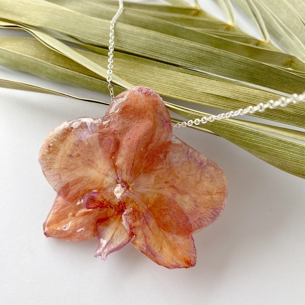 LIMITED Real Orchid Necklace | Sterling Silver, unique gifts, neutral fashion, floral fashion, resin necklace