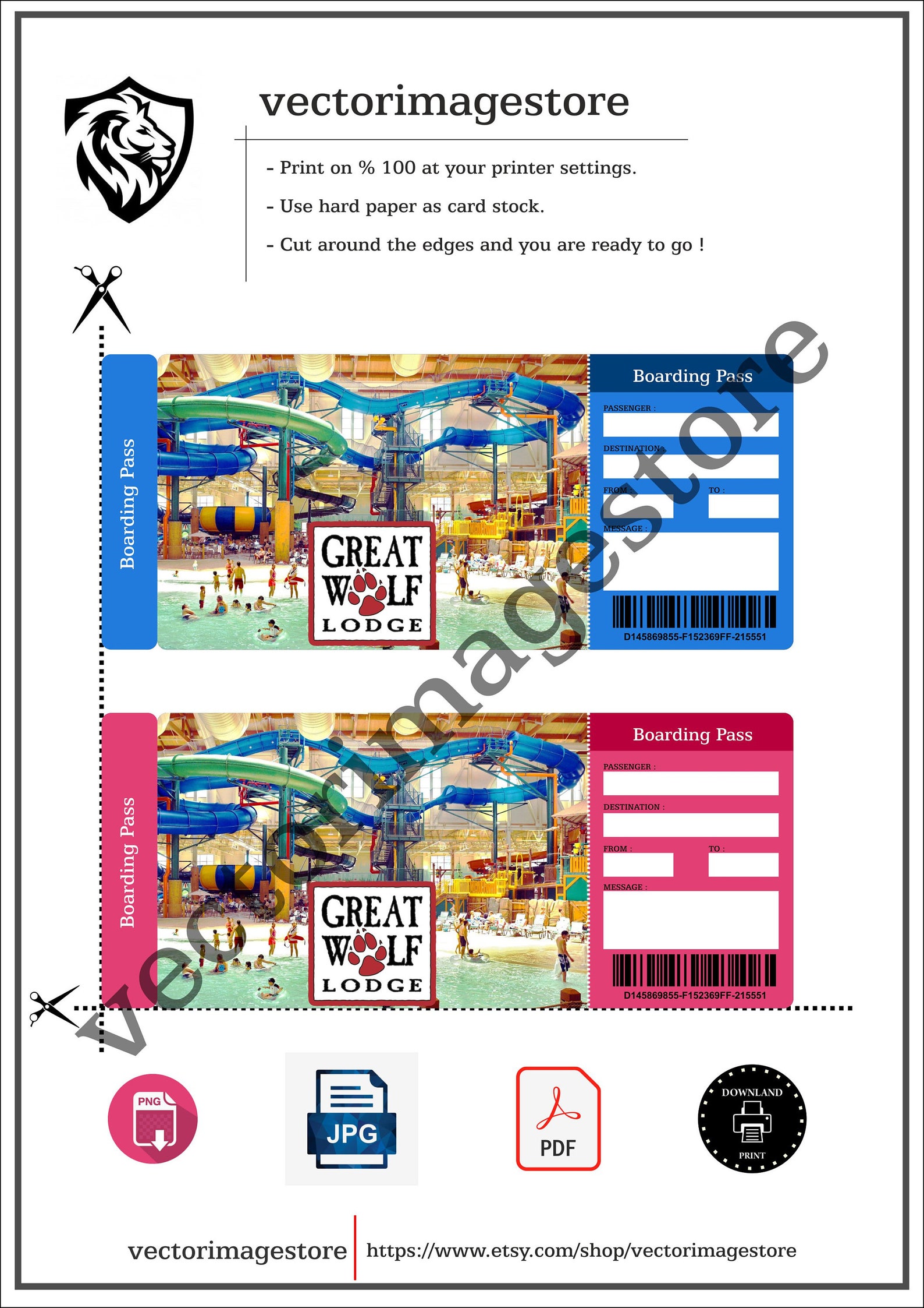 Great Wolf Lodge Surprise Trip Reveal Tickets Printable Etsy
