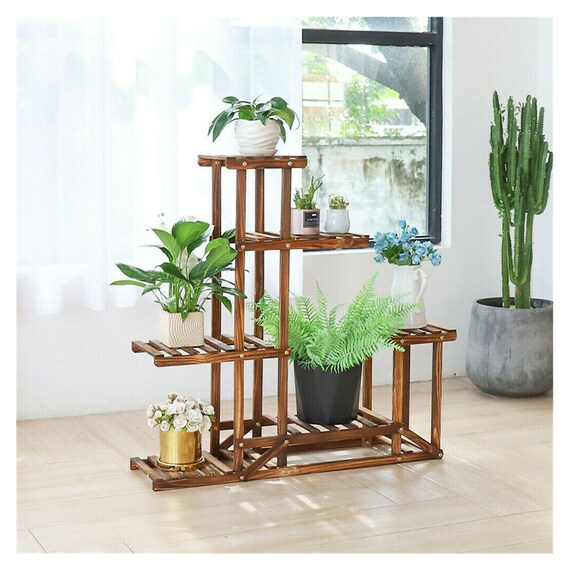 Multi Tier Wooden Plant Stand Wooden Flower Rack Plant Stand Etsy