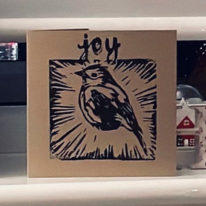 Hand printed card set of 4