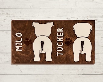 Personalized Dog Leash Holder | Custom Dog Leash Holder | Wood Dog Leash Holder | Laser Cut Leash Holder | Dog Name Leash Holder