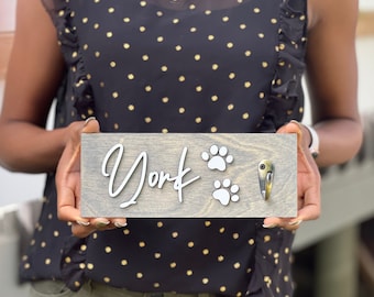 Personalized Dog Leash Holder | Custom Dog Leash Holder | Wood Dog Leash Holder | Laser Cut Leash Holder | Dog Name Leash Holder