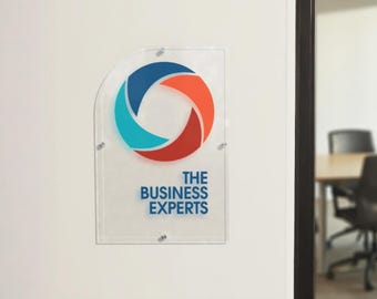 Custom Business Logo Acrylic Sign, Frosted or Clear Office Nameplate