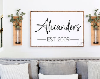 Last Name Sign | Family Name Sign For Couple | Wood Framed Sign | Wedding Décor Sign For Couple | Family Room Sign | Farmhouse Wall Décor