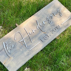 Established Family Sign | New Couple Gift | Last Name Sign | Custom Wood Sign | Wedding Gift