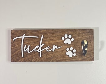 Personalized Dog Leash Holder | Custom Dog Leash Holder | Wood Dog Leash Holder | Laser Cut Leash Holder | Dog Name Leash Holder