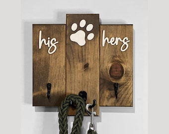 Dog Leash Holder For Wall, Entryway Key Holder, His Hers Key Holder, Laser Cut Leash Holder, Dog Leash Holder For Couple, Pet Lovers Gifts