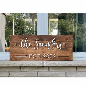 Custom Wedding Wood Sign, Family Name Sign, Personalized Wedding Gift, Established Sign For Couples, Bridal Shower Gift, Last Name Sign