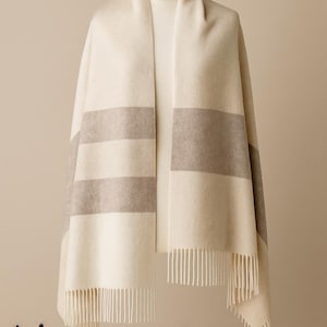 Mongolian Sheep Wool Plaid Blanket: Soft Warm Shawl, Travel Throw